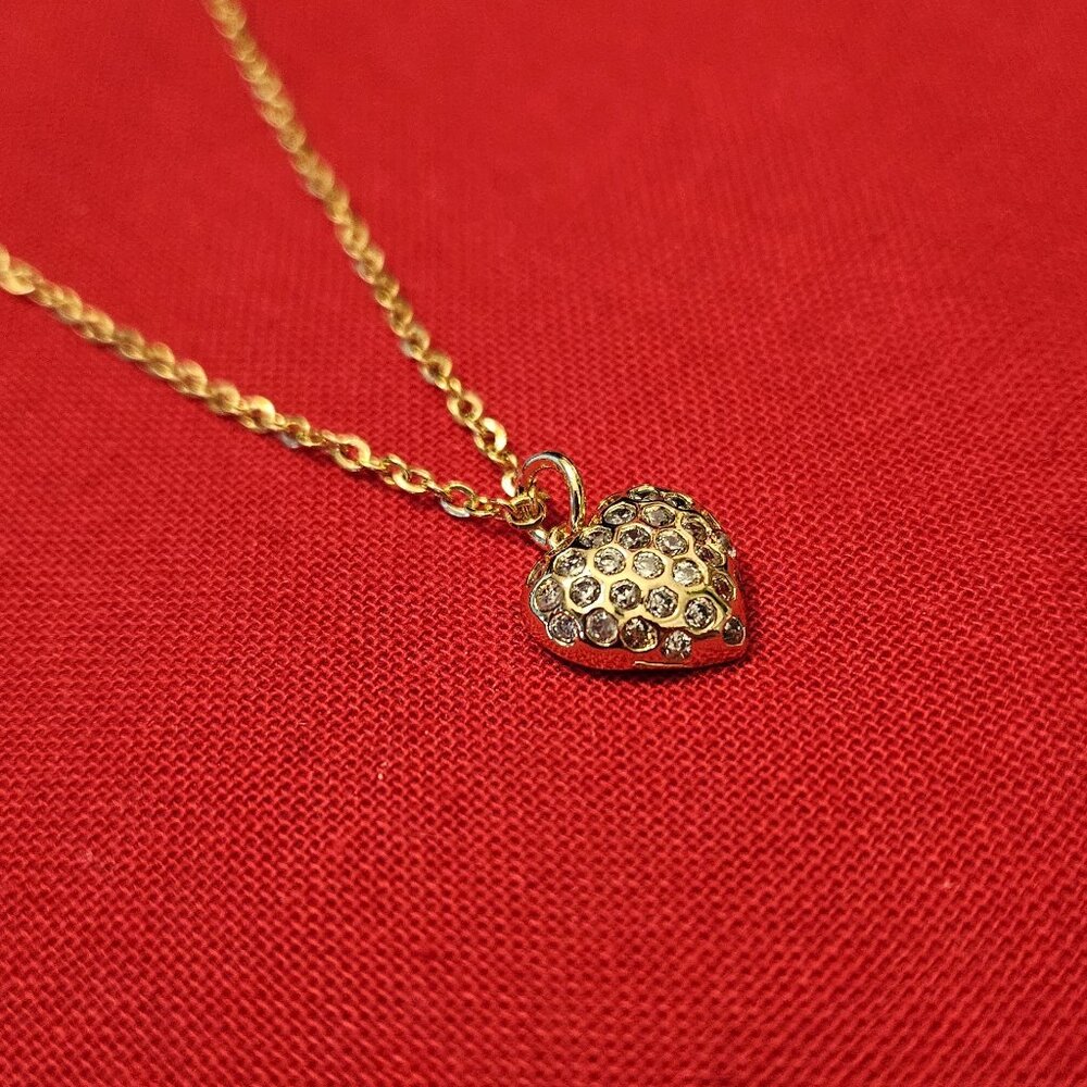 SALE!! Zirconia Encrusted Heart  and Dainty Chain Necklace
